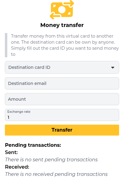 Screenshot: Transfer money